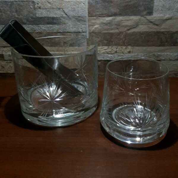 juego x6 vaso whisky Danes tallado palmera - Imagen 3