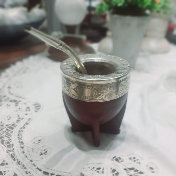 mate imperial 100 % cuero marron virola alpaca - Imagen 3