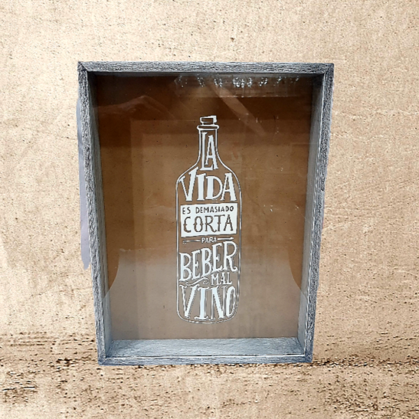 Porta corcho de madera 30 x 40