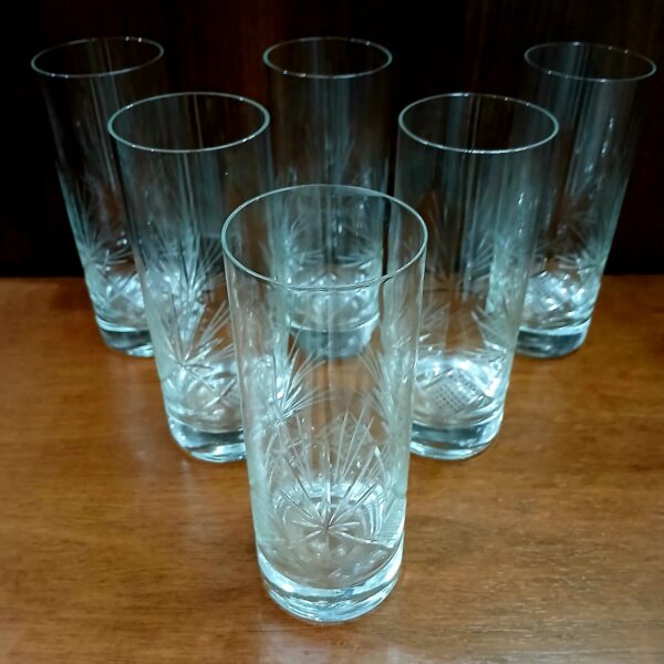 juego de vasos trago largo x6 tallados a mano - Imagen 18