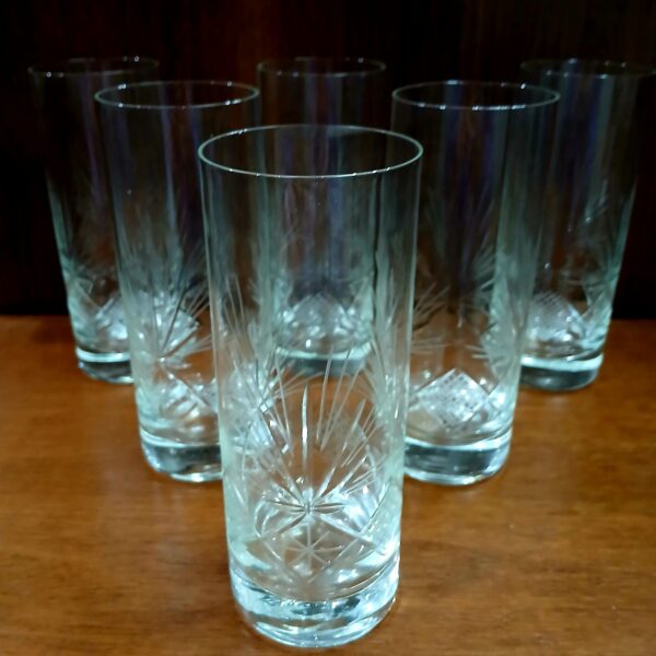 juego de vasos trago largo x6 tallados a mano - Imagen 21