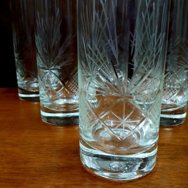 juego de vasos trago largo x6 tallados a mano - Imagen 14