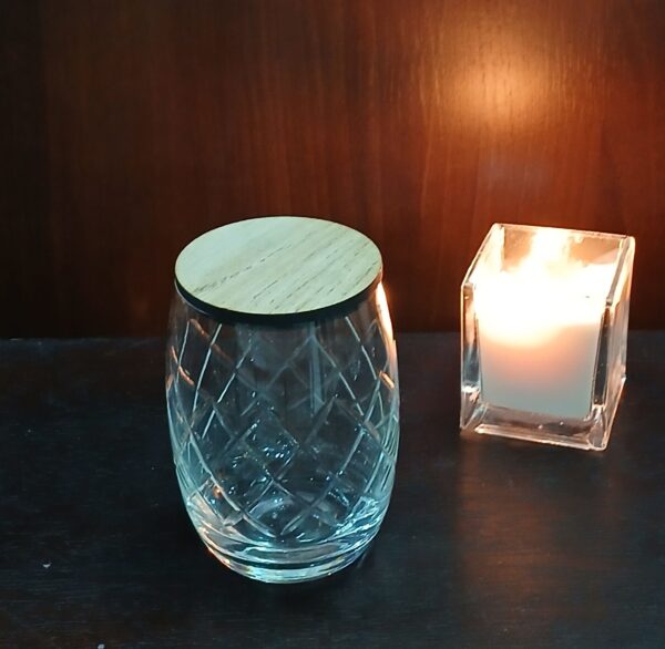 vela en vaso de cristal tallado a mano - Imagen 3