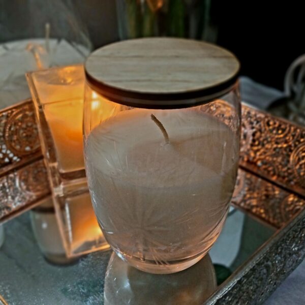 vela en vaso de cristal tallado a mano