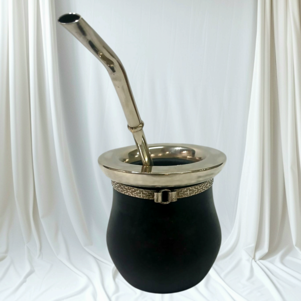 mate jarrito con cuello algarrobo base de alpaca - Imagen 2