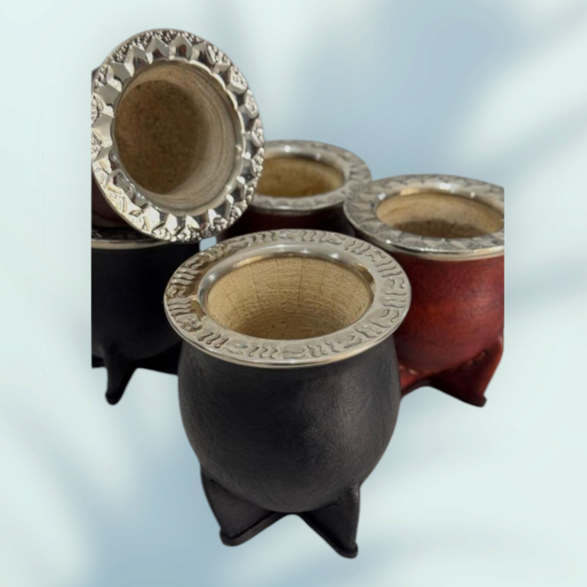 mate camionero Premium 100% cuero negro/marron acero