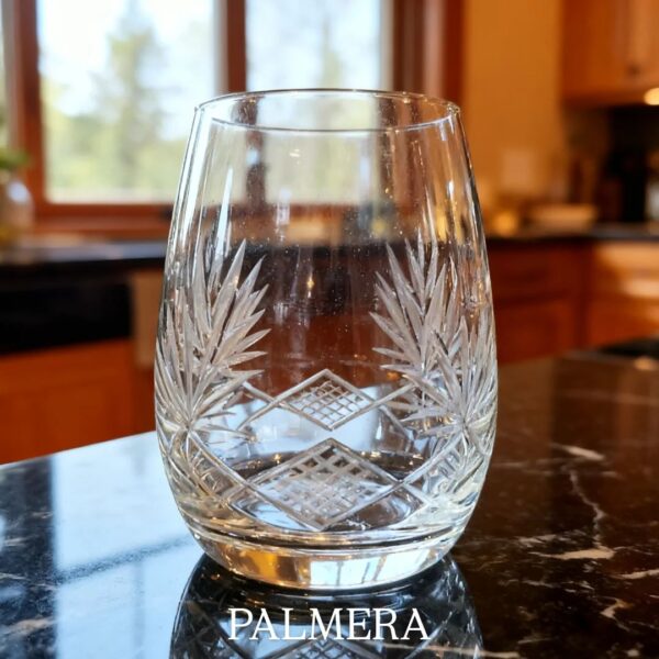 Vaso bombe x6 tallados a mano mod.rombo y palmera