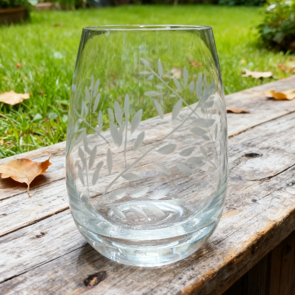 Vaso bombe x6 tallados a mano mod. hojitas