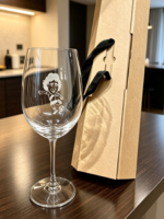 copa borgoña cristal grabada con caja de regalo