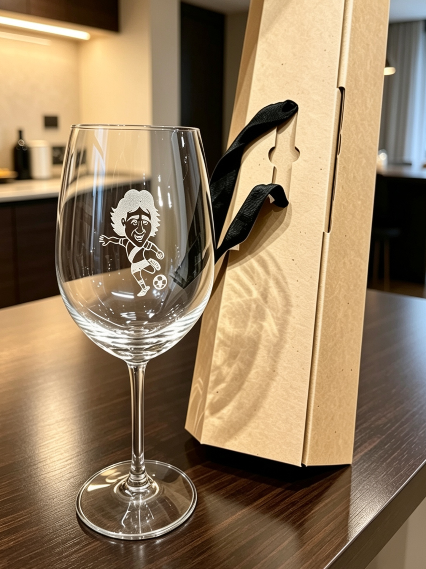 copa borgoña cristal grabada con caja de regalo