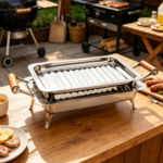 brasero/parrilla acero inox. 304 asas en madera