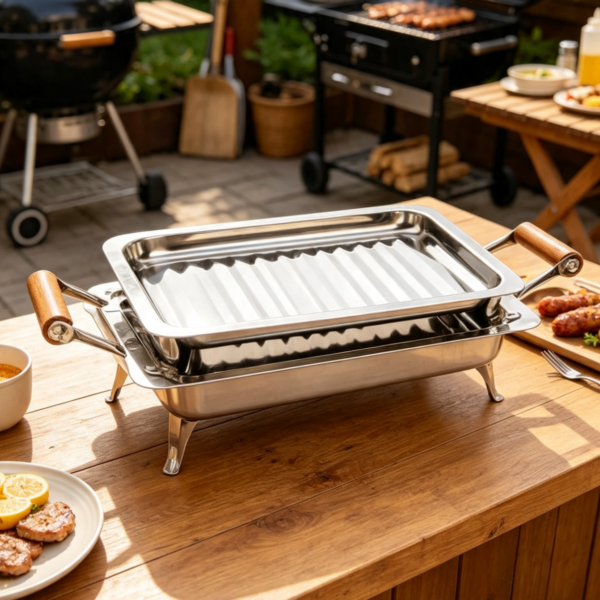 brasero/parrilla acero inox. 304 asas en madera